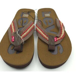 Levis Men's Kyle Casual J Flip-Flops Size 10 Brown Textile Upper Rubber Sole Sum